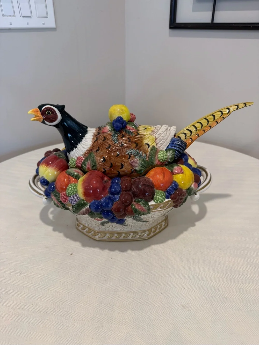 Fitz & Floyd Venezia Autumn Bounty Pheasant Tureen w/Ladle & Lid